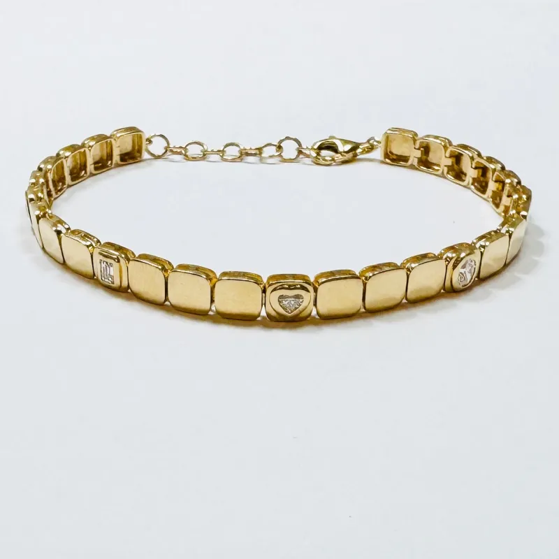 gold and diamond block bracelet sold by Theodosia