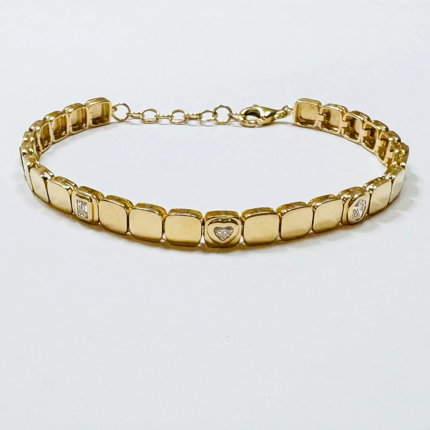 gold and diamond block bracelet sold by Theodosia