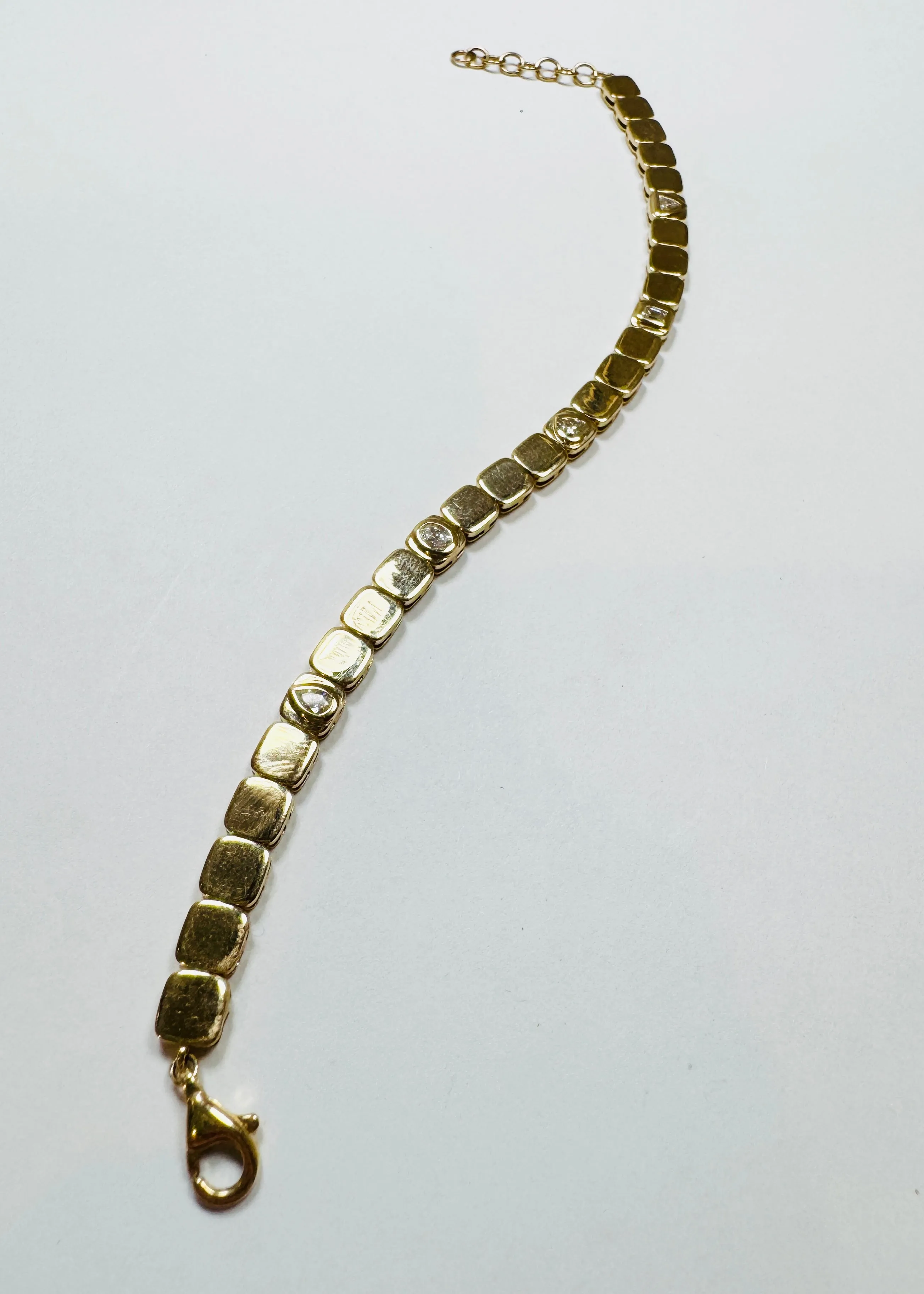gold and diamond block bracelet sold by Theodosia product image thumbnail 3
