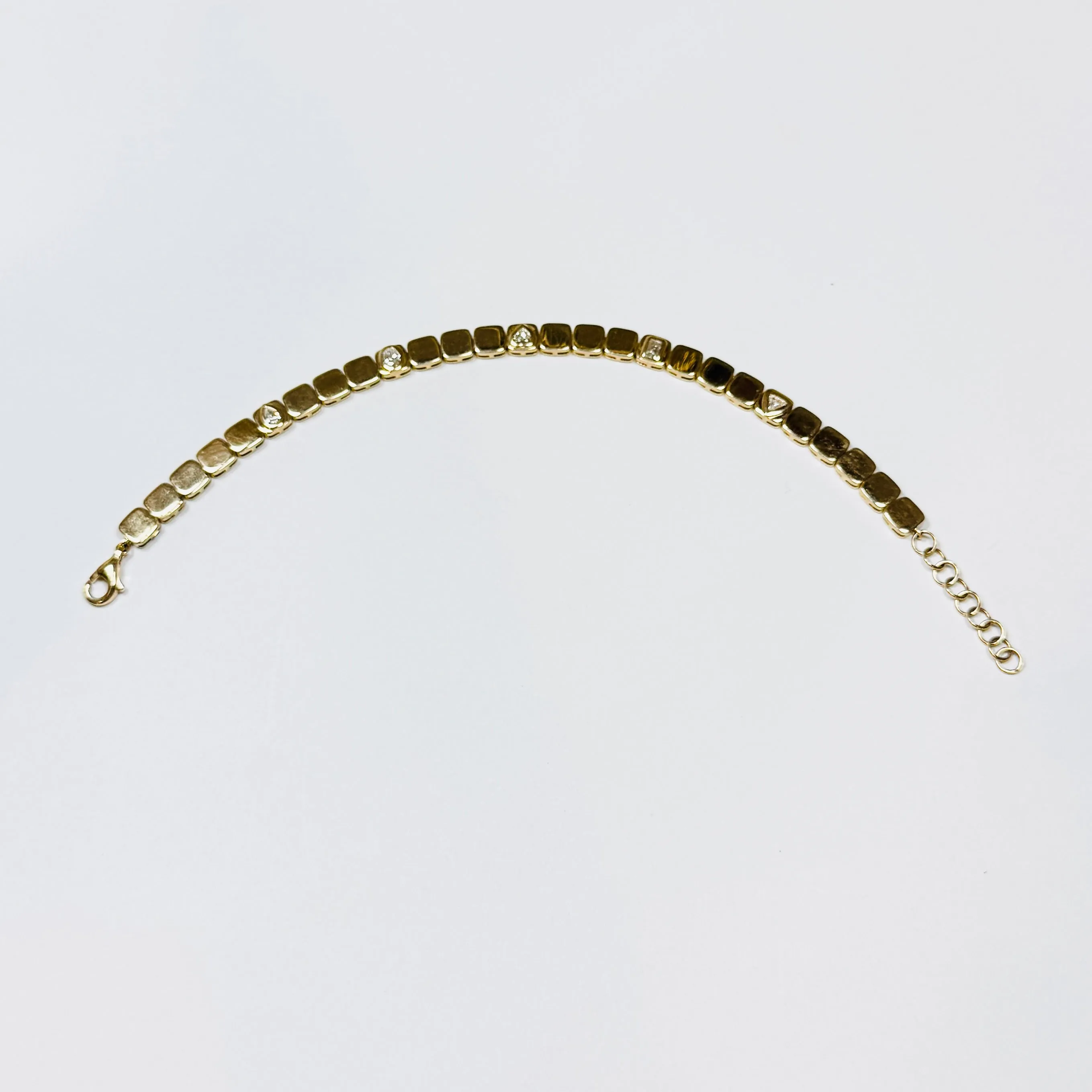 gold and diamond block bracelet sold by Theodosia product image thumbnail 2