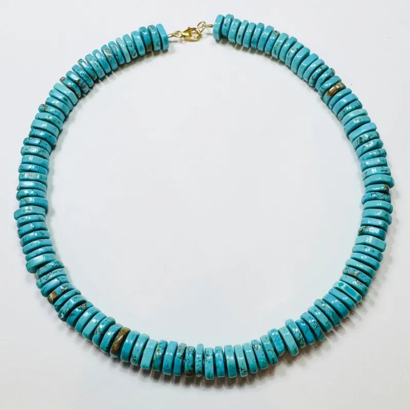 rugged turquoise howlite barrel candy necklace sold by Theodosia