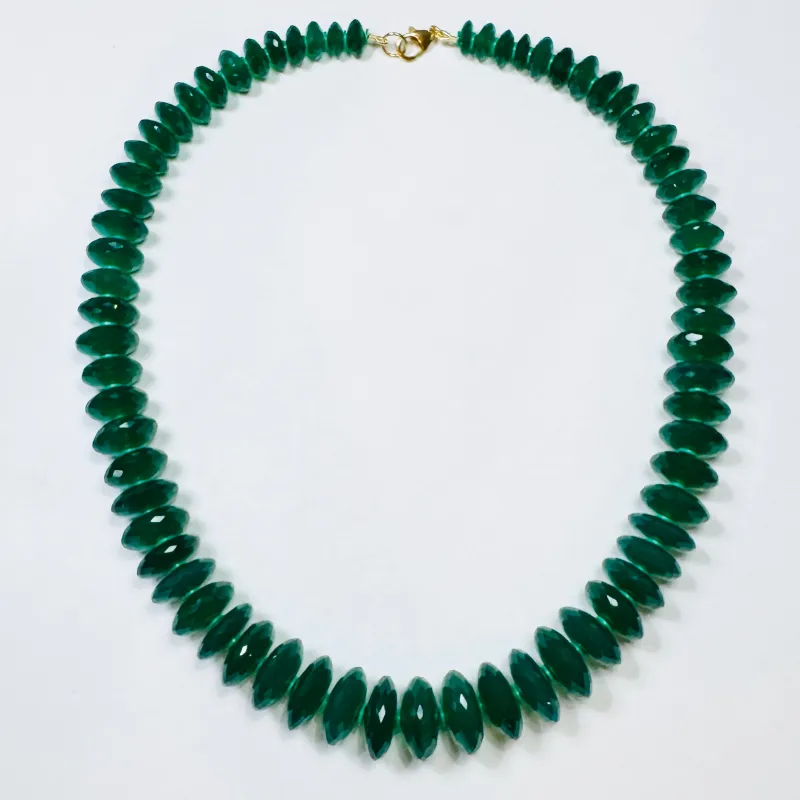 German cut green onyx candy necklace sold by Theodosia