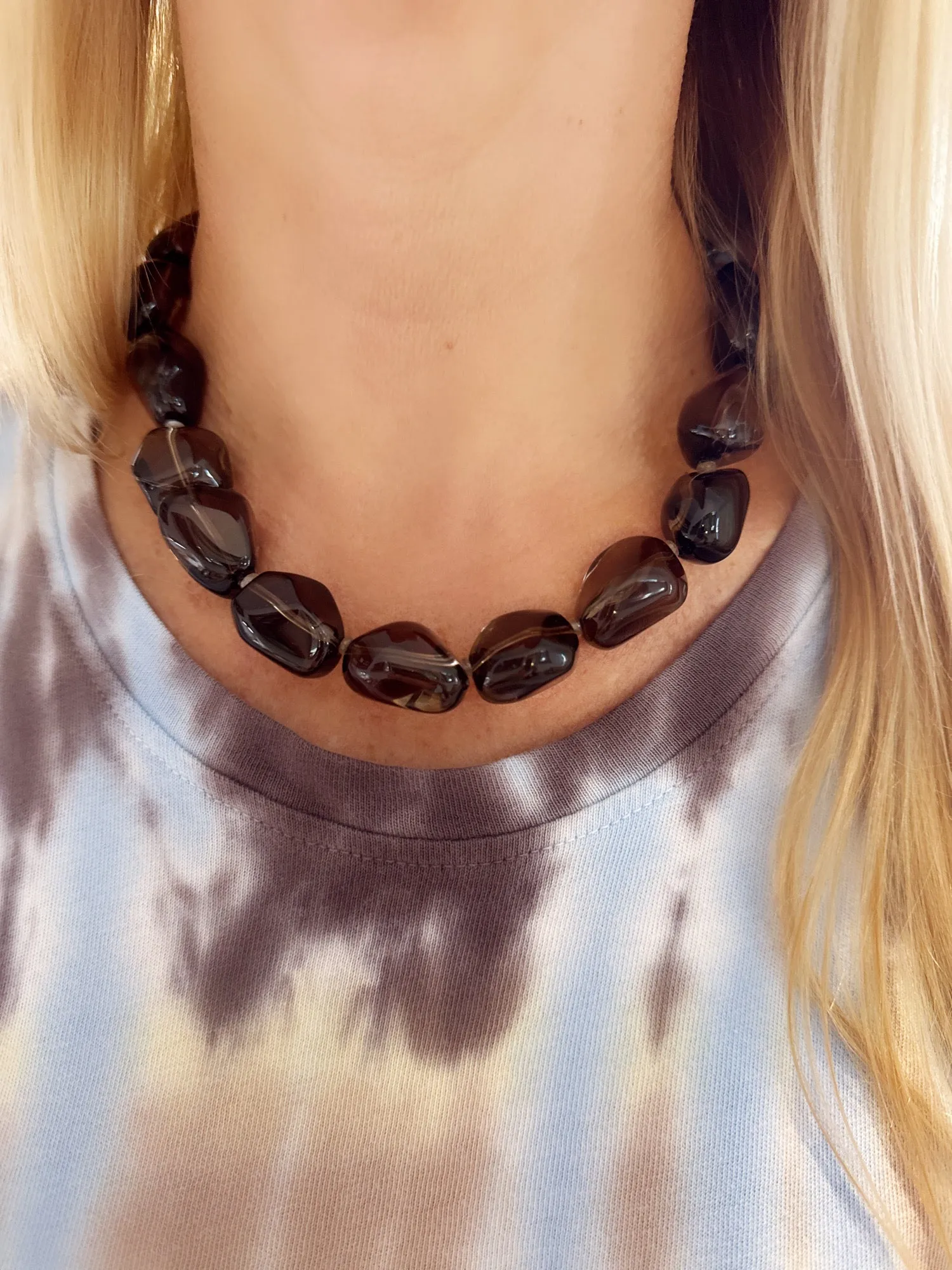 Smokey quartz smooth nugget necklace sold by Theodosia product image thumbnail 2