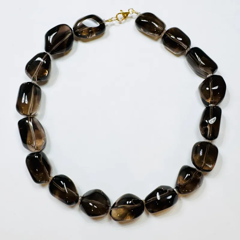 Smokey quartz smooth nugget necklace sold by Theodosia