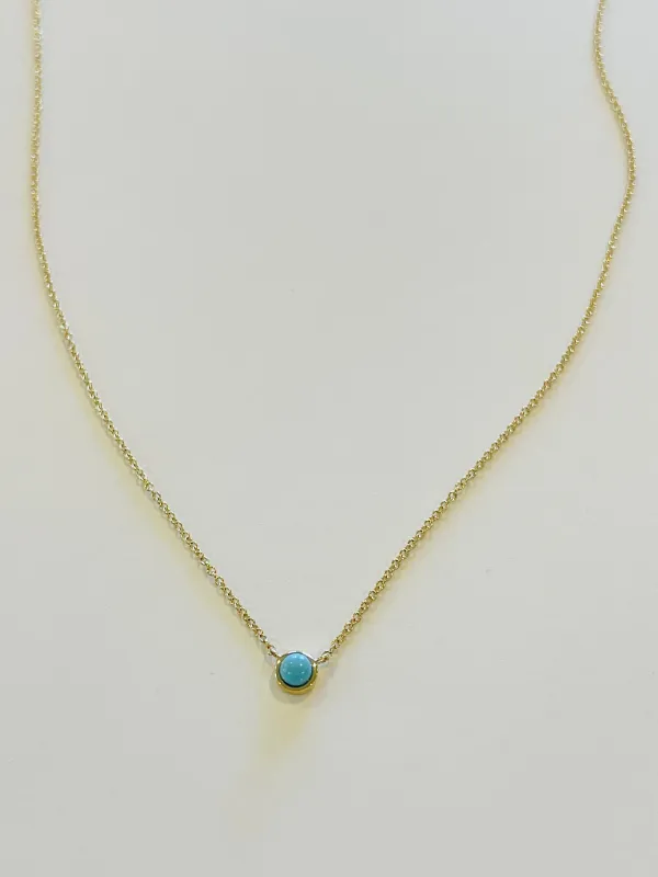 bezel set turquoise necklace sold by Theodosia