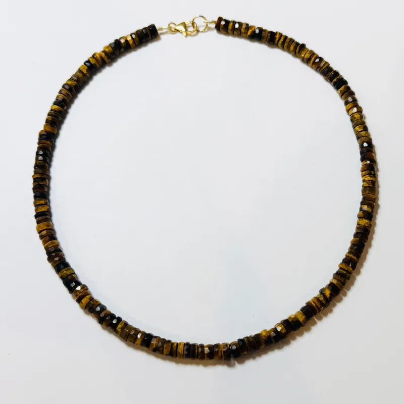 heishi cut tigers eye candy necklace sold by Theodosia