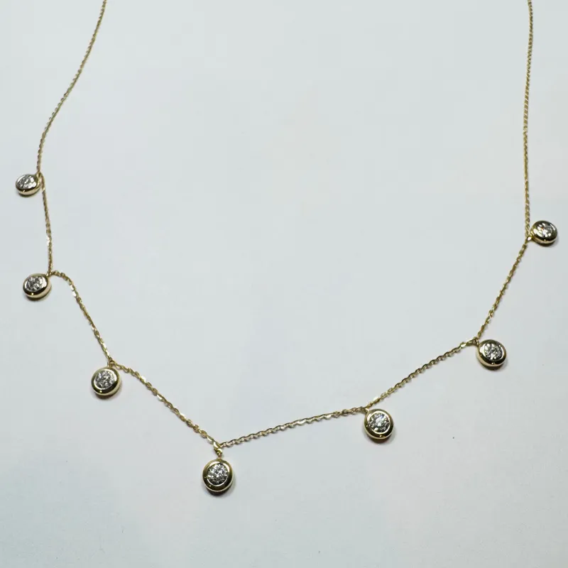 bubble bezel set diamond fringe Necklace sold by Theodosia