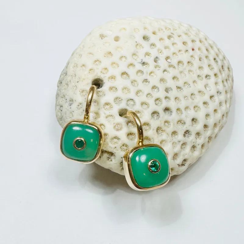 chrysoprase and emerald earrings made by Theodosia