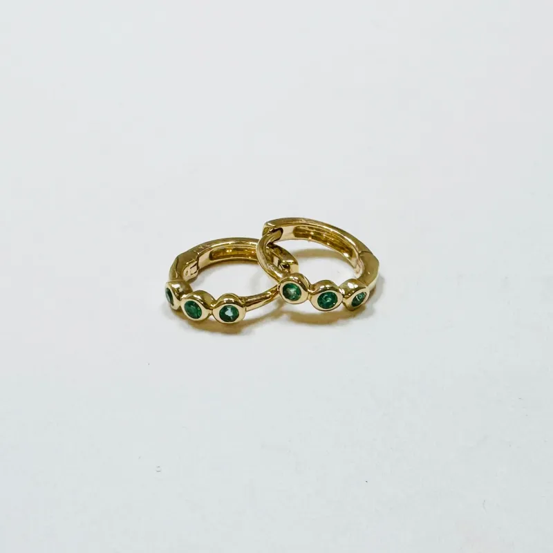 bezel emerald huggies sold by Theodosia