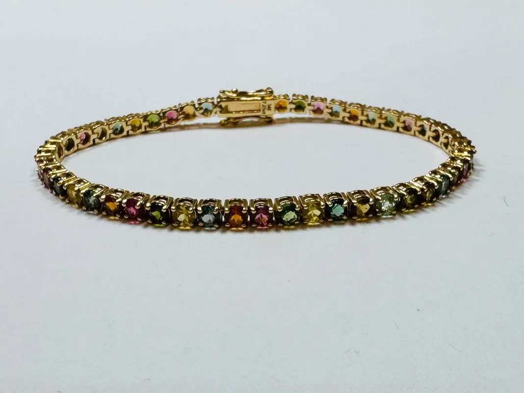 rainbow tourmaline tennis bracelet sold by Theodosia