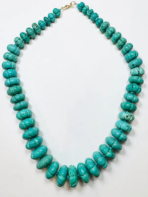 AAA carved turquoise statement necklace sold by Theodosia