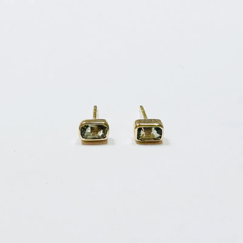 green sapphire bezel set studs sold by Theodosia