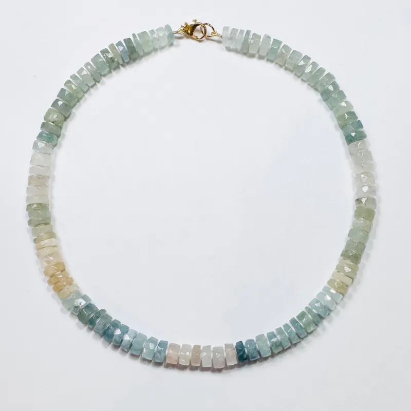 milky aquamarine necklace with spacers sold by Theodosia