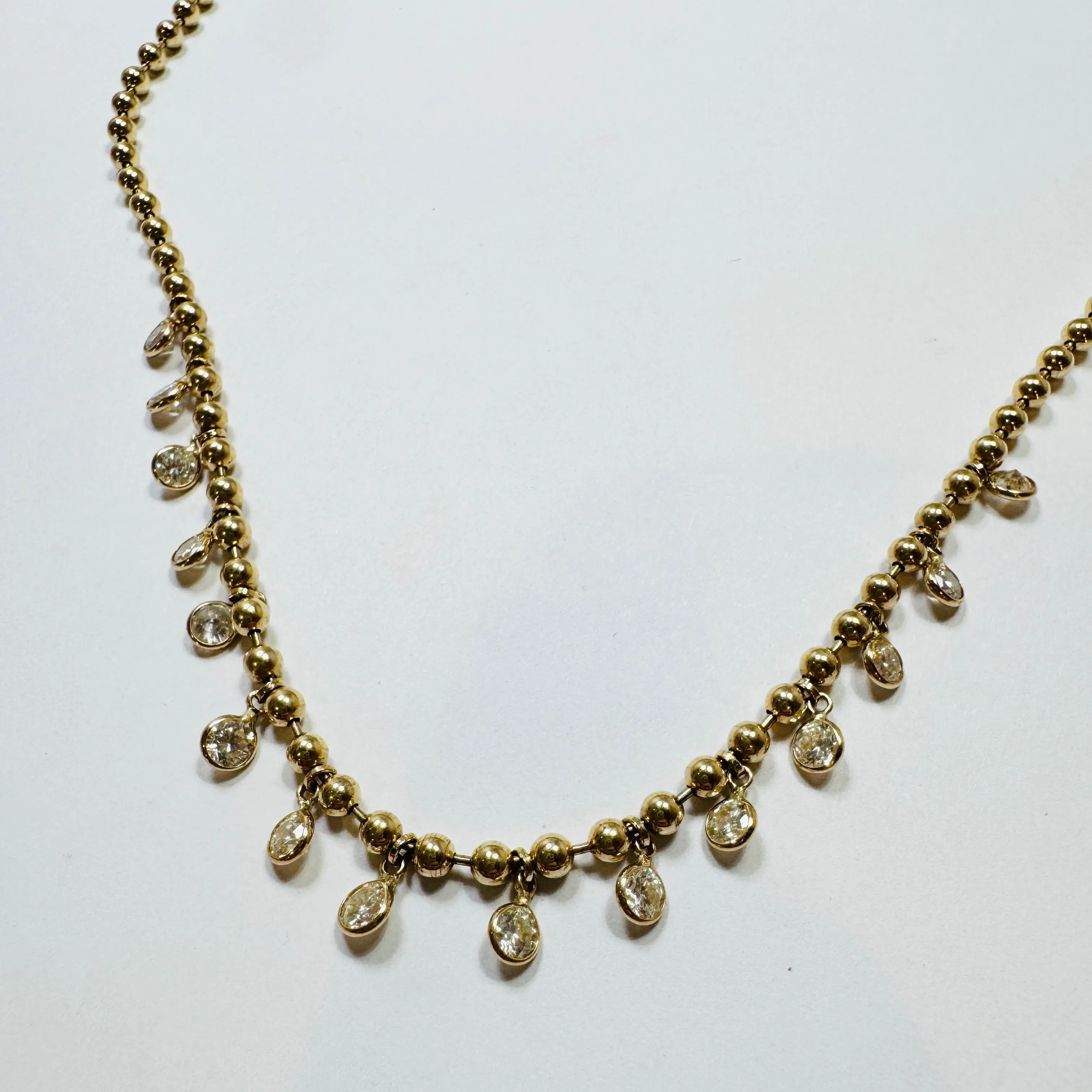 bezel diamond jingle fringe on ball chain sold by Theodosia product image thumbnail 2