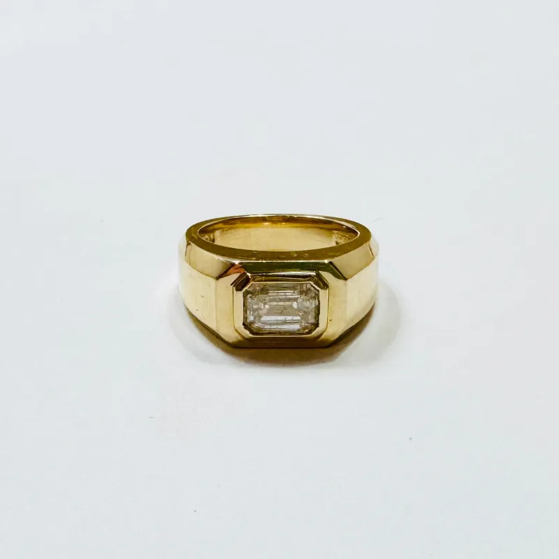 single stone emerald cut diamond pinky ring sold by Theodosia