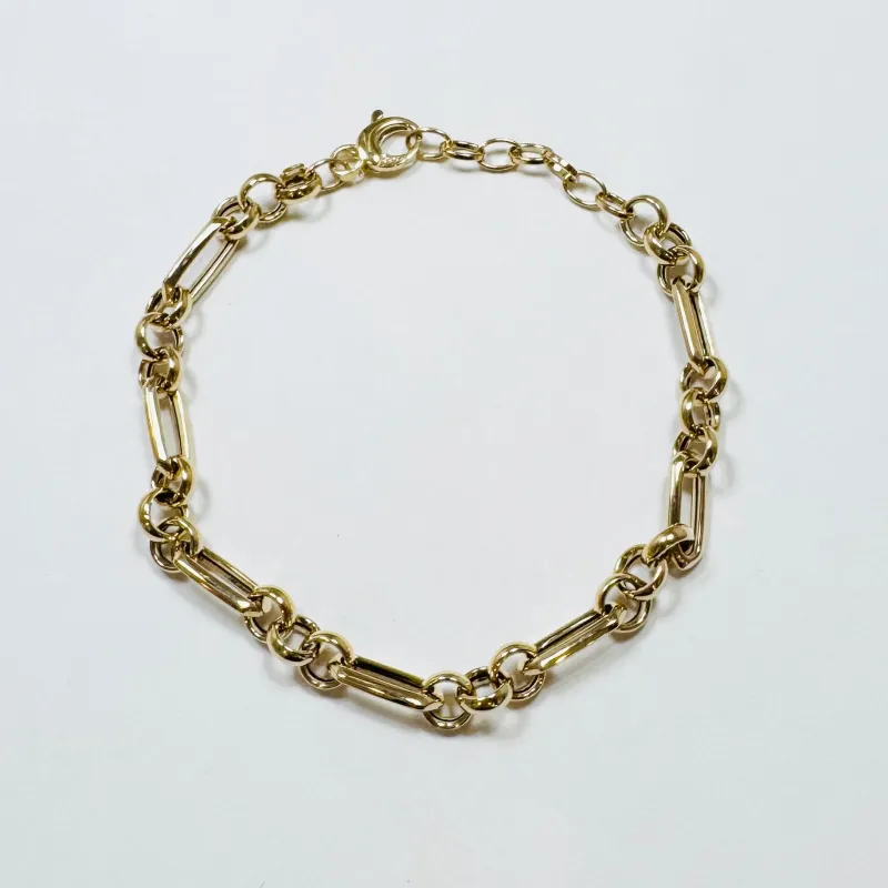 gold paperclip three ring bracelet sold by Theodosia