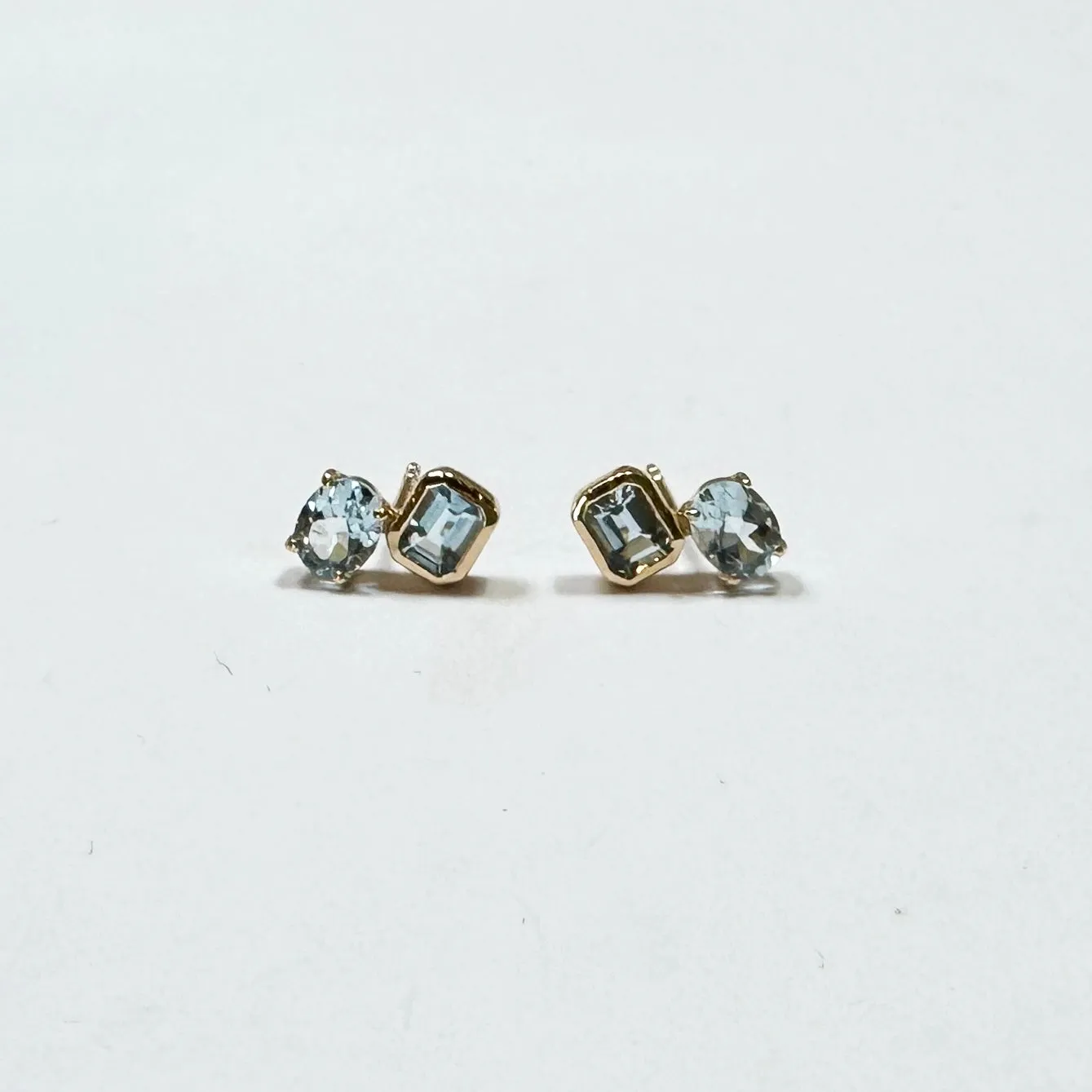aquamarine cluster studs sold by Theodosia