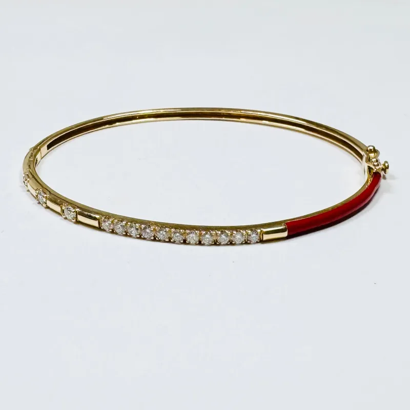 red enamel diamond bangle made by Theodosia