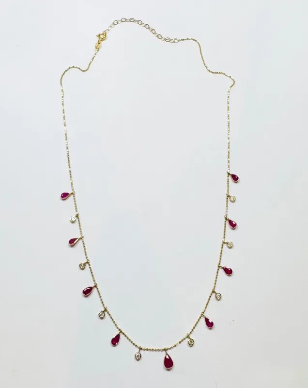 ruby and diamond fringe necklace sold by Theodosia