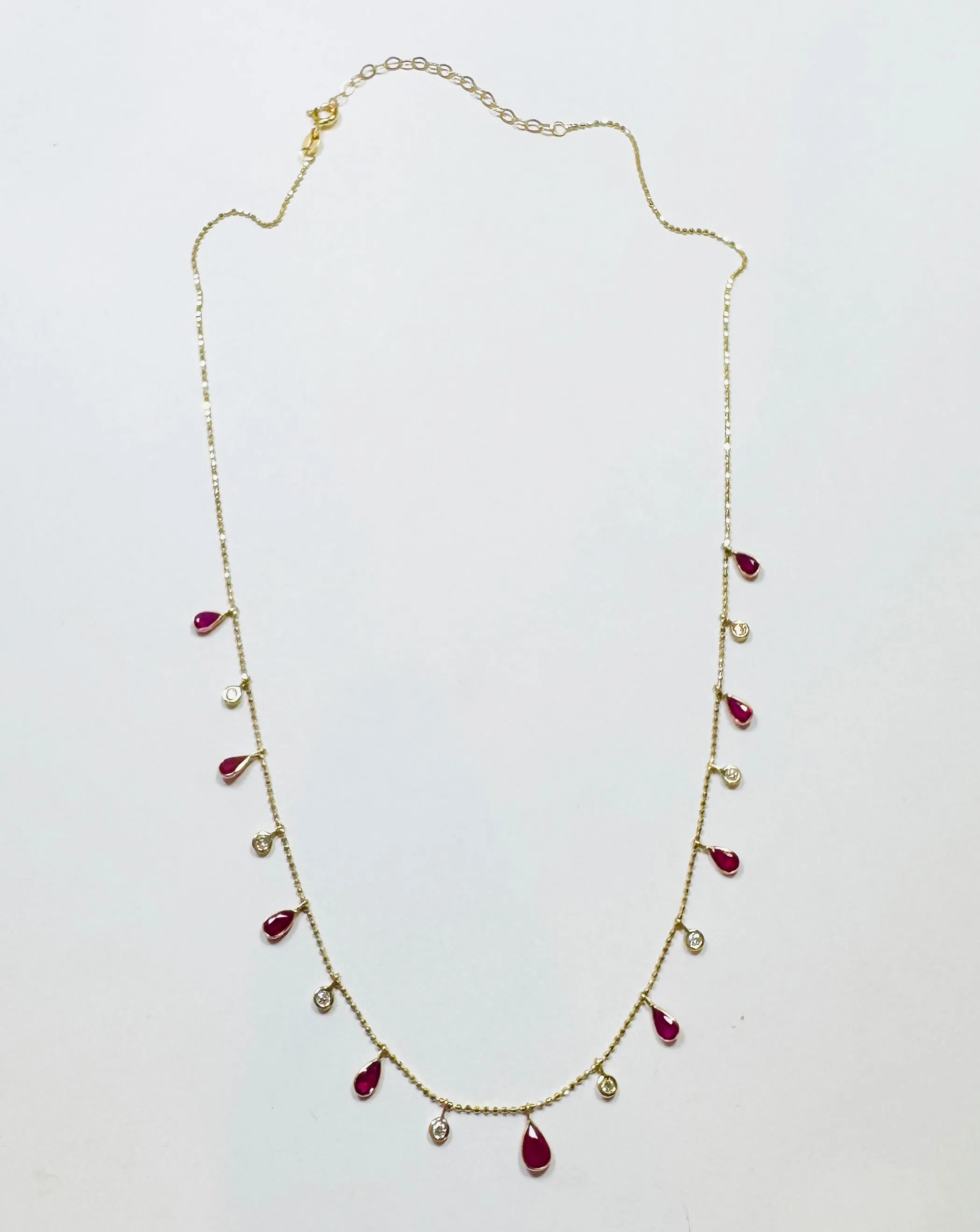 ruby and diamond fringe necklace sold by Theodosia