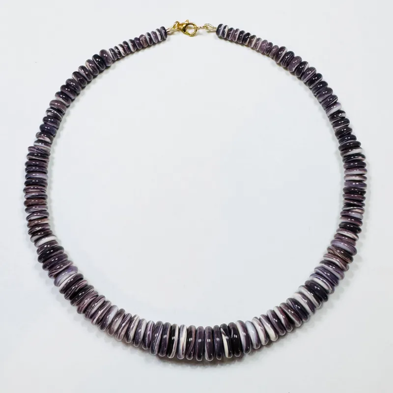 wampum quahog shell graduated statement necklace made by Theodosia
