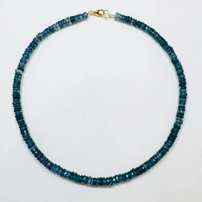 faceted peacock blue quartz candy necklace sold by Theodosia