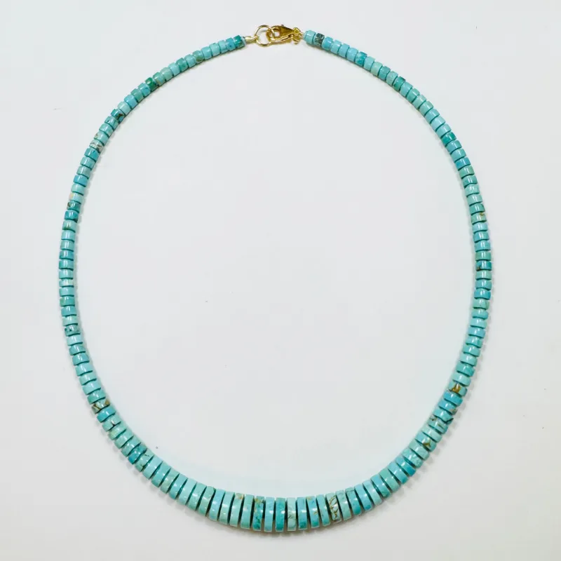 Tiffany blue turquoise heishi necklace sold by Theodosia
