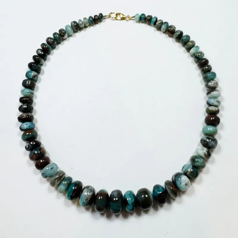 marbled Peruvian opal graduated necklace sold by Theodosia