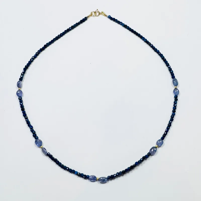 lapis cube and tanzanite necklace made by Theodosia