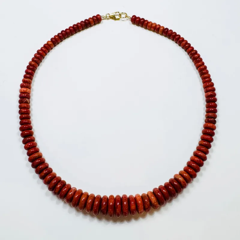 coral graduated candy necklace sold by Theodosia