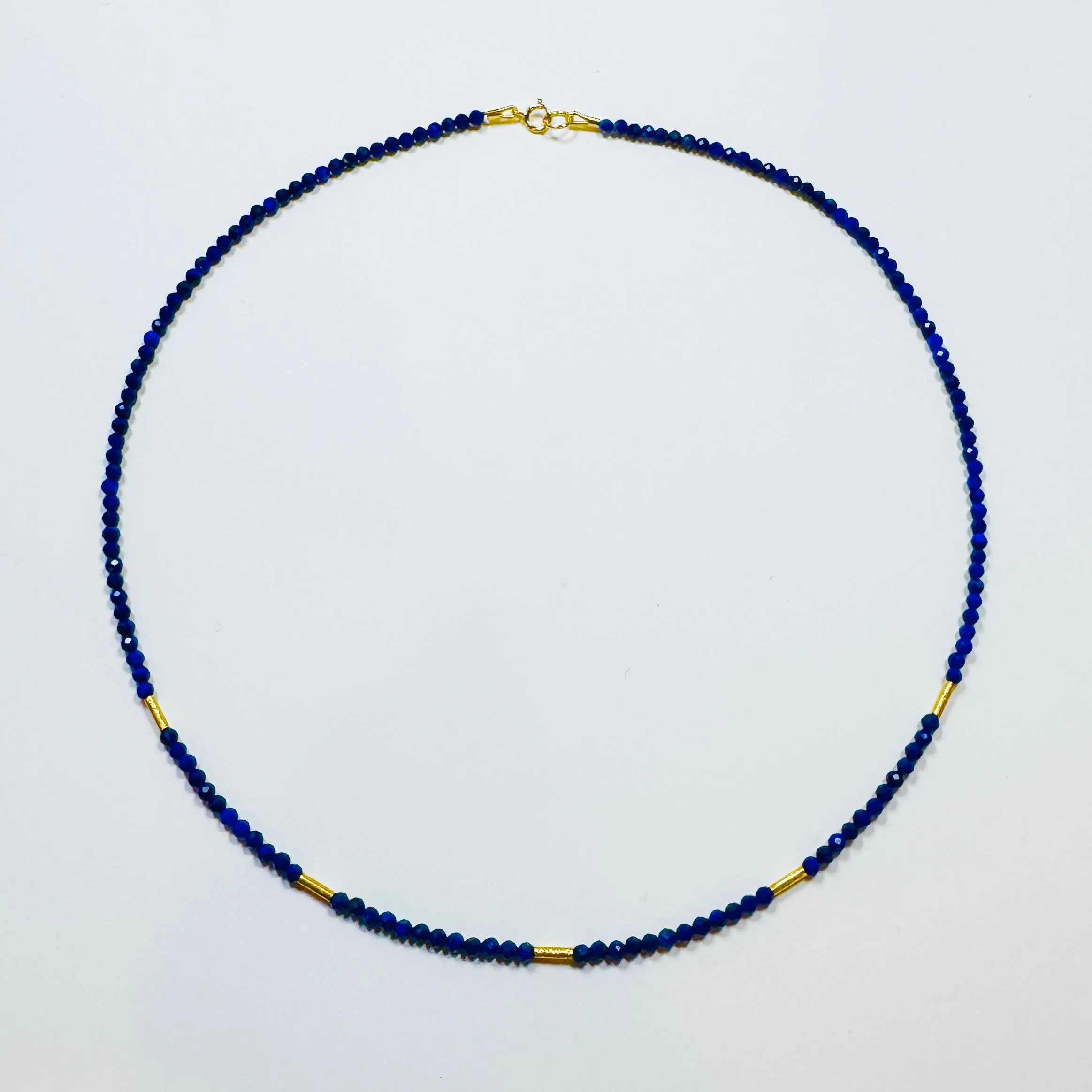 lapis 5 gold bar necklace sold by Theodosia