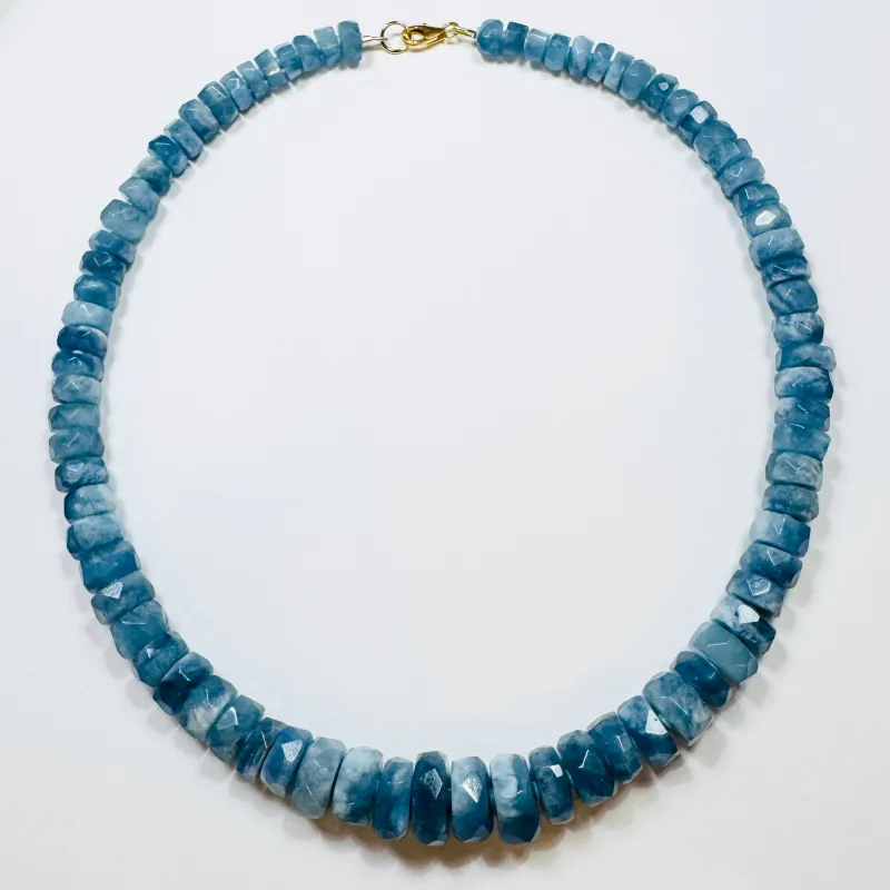 geometric aquamarine statement necklace sold by Theodosia