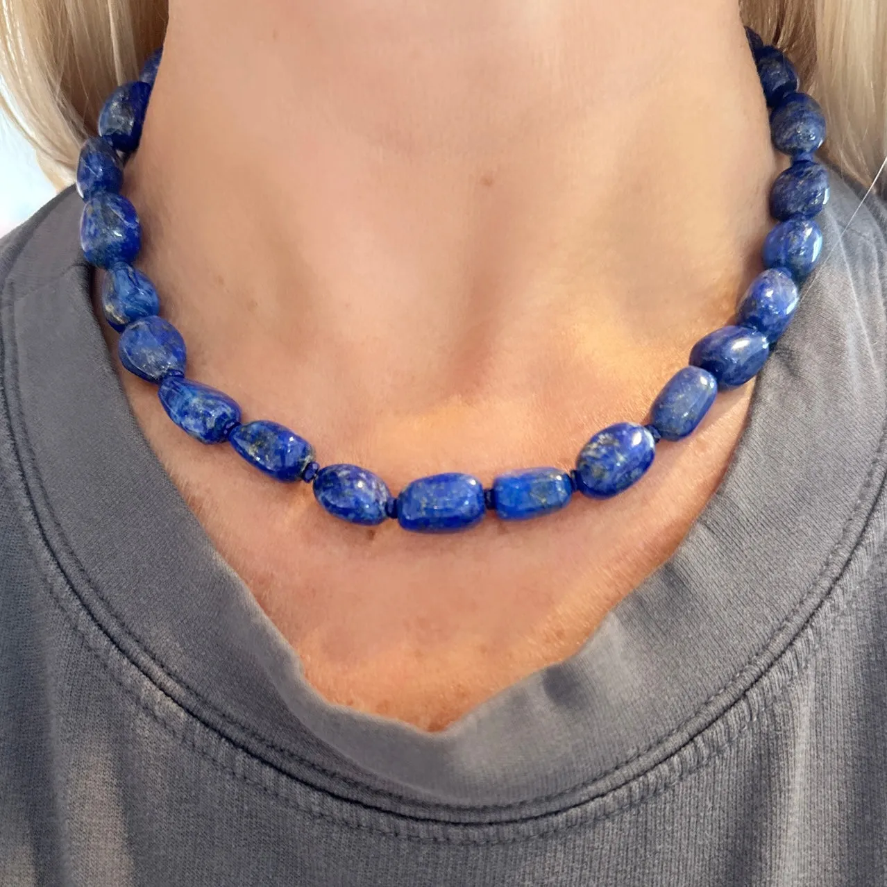 lapis smooth nugget necklace sold by Theodosia product image thumbnail 2