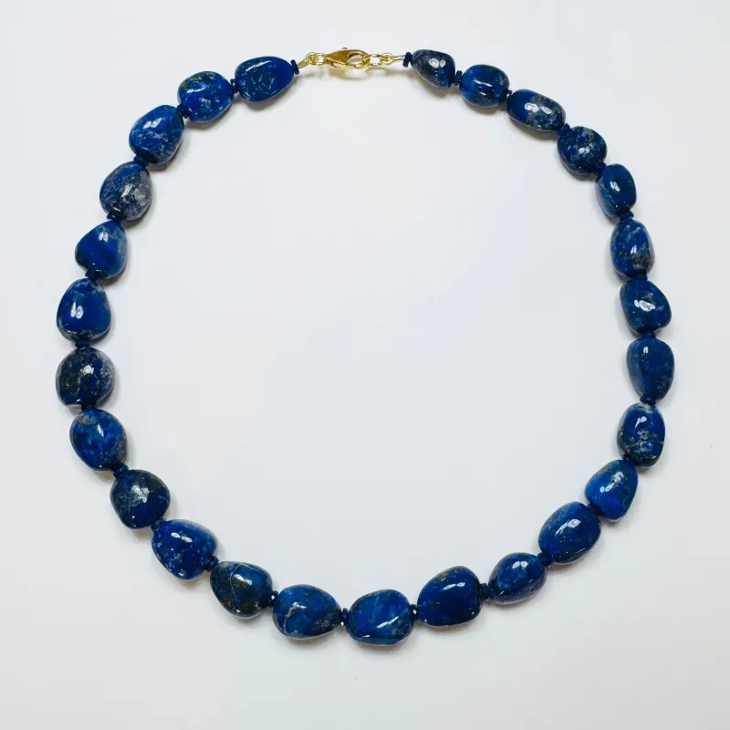 lapis smooth nugget necklace made by Theodosia