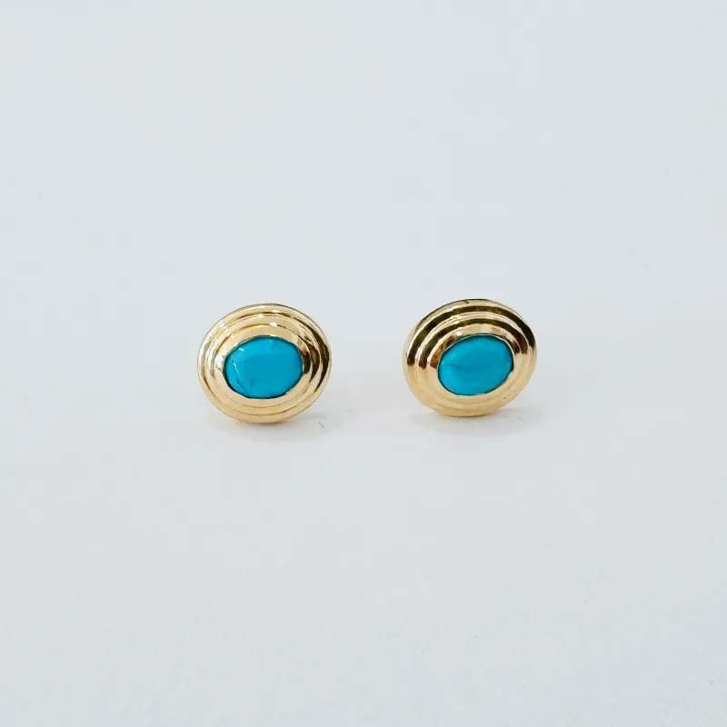 turquoise stepped bezel studs sold by Theodosia