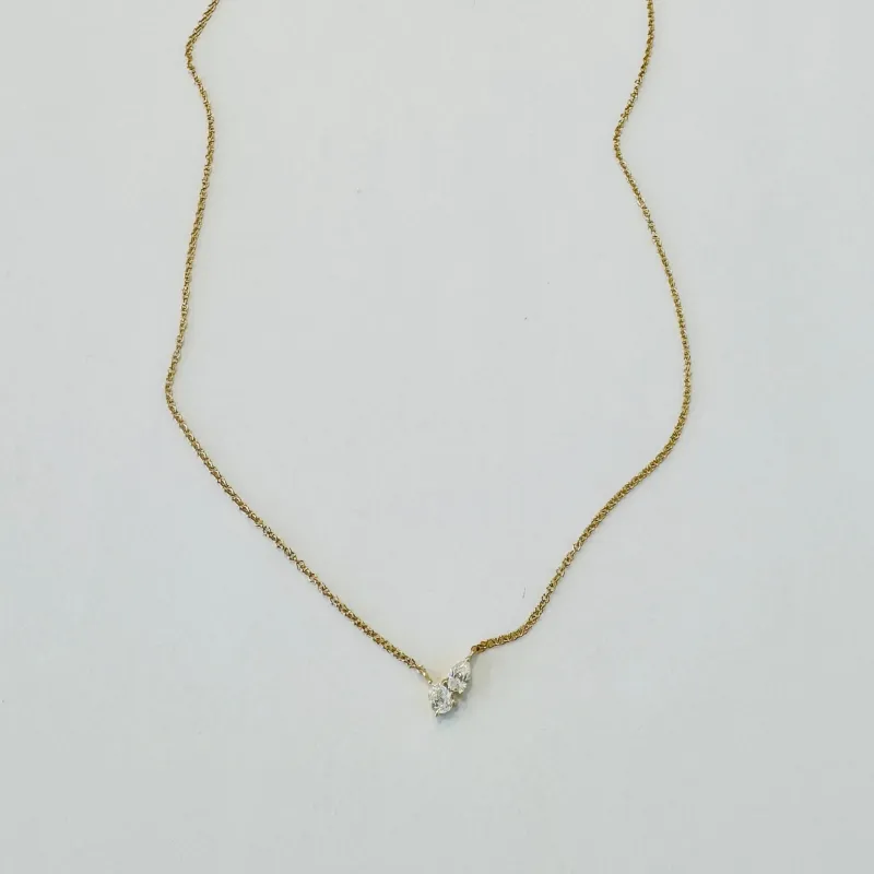 double pear diamond necklace made by Theodosia