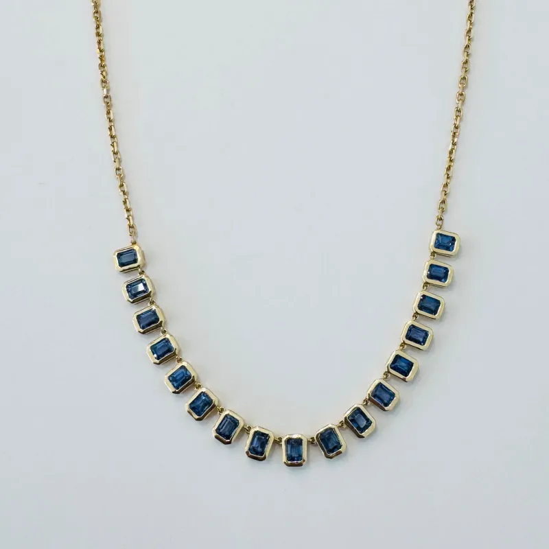 blue sapphire fan necklace made by Theodosia