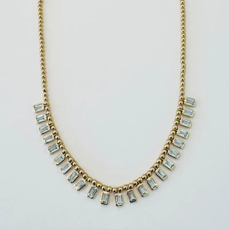 blue topaz fan necklace sold by Theodosia