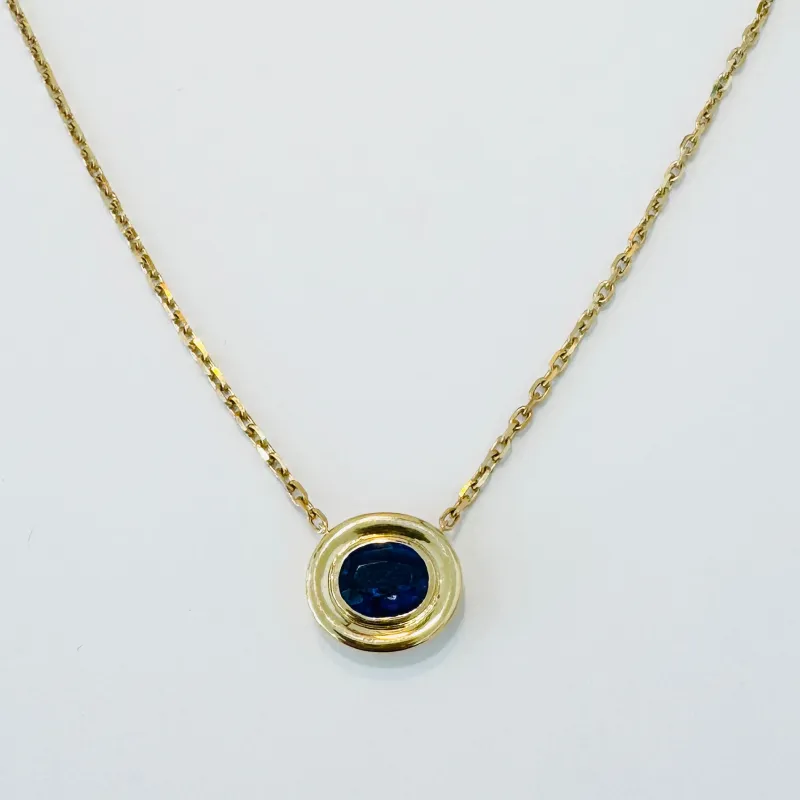 kyanite thick stepped bezel necklace made by Theodosia