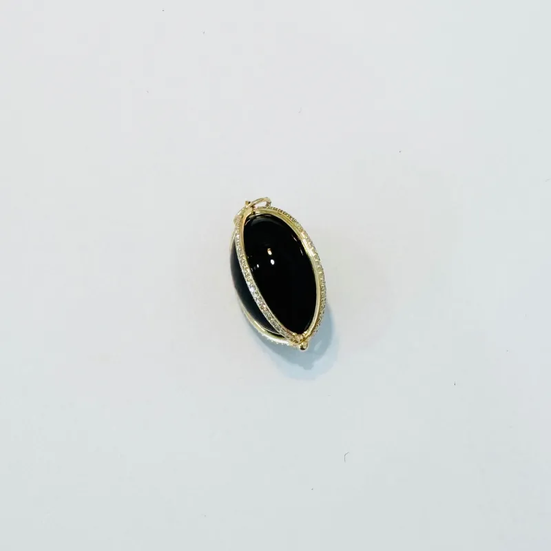 pave diamond onyx cage pendant sold by Theodosia