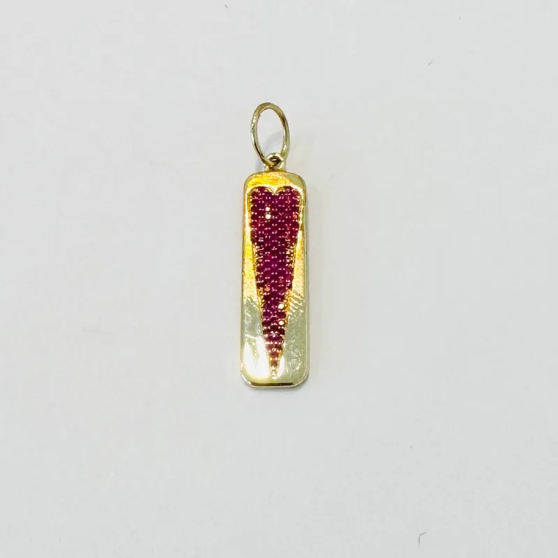 ruby heart dog tag pendant made by Theodosia