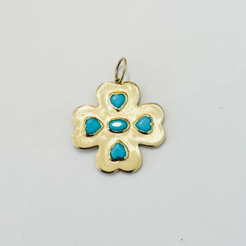 clover pendant, turquoise made by Theodosia