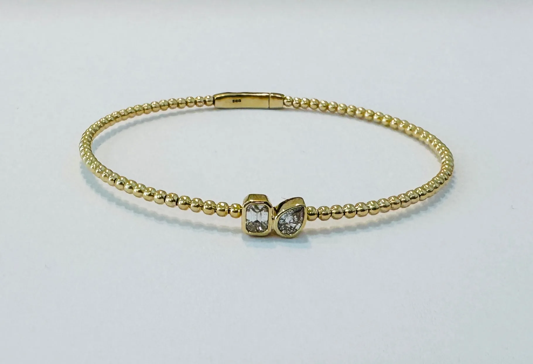 bezel set diamond bubble bangle sold by Theodosia product image thumbnail 2