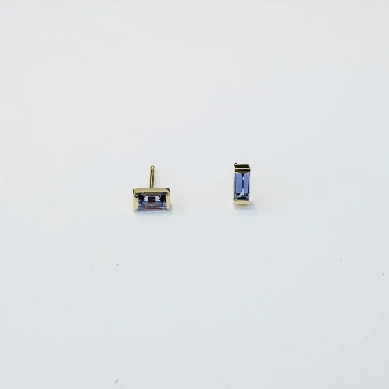 tanzanite baguette studs made by Theodosia