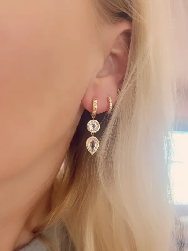 bezel set white topaz earrings sold by Theodosia