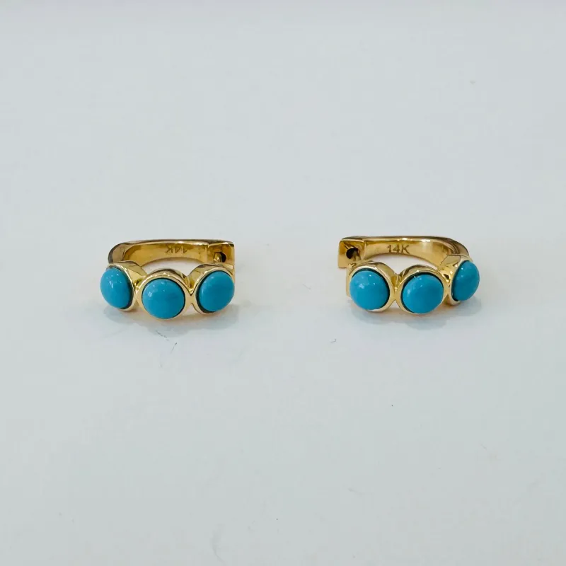 bezel turquoise huggies sold by Theodosia