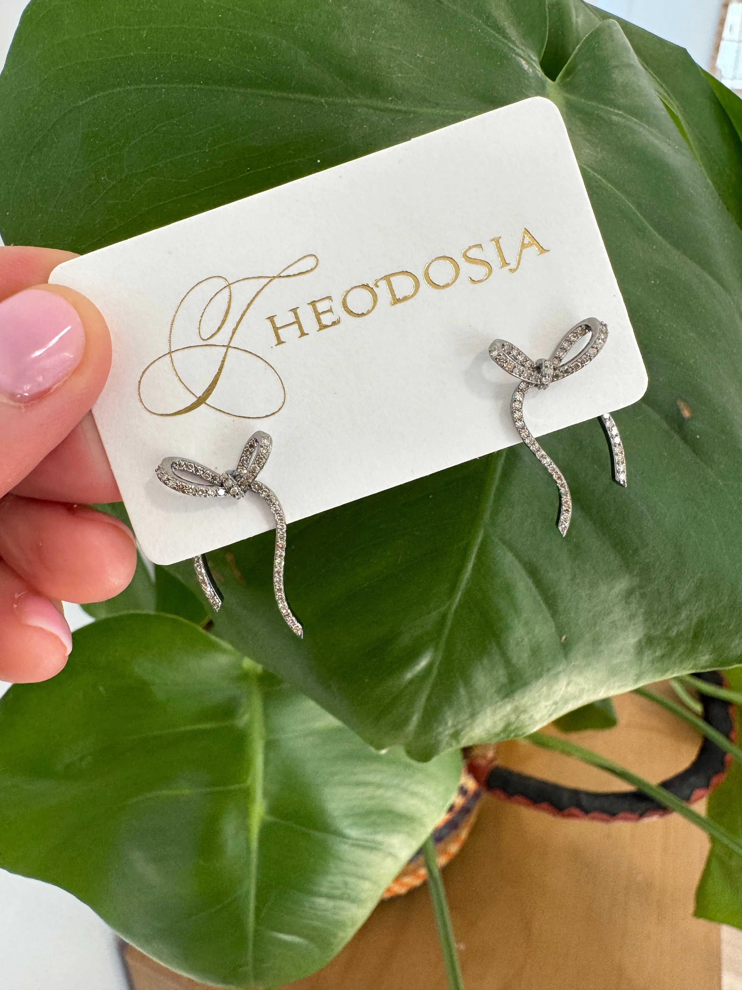 bow dangle studs, silver sold by Theodosia product image thumbnail 2