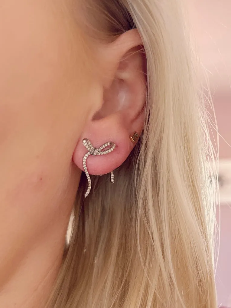 bow dangle studs, silver sold by Theodosia