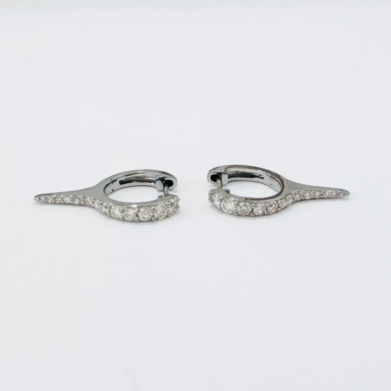 spike diamond silver huggie made by Theodosia
