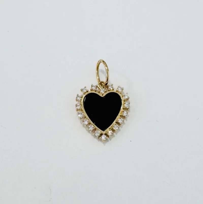 onyx and diamond heart pendant sold by Theodosia